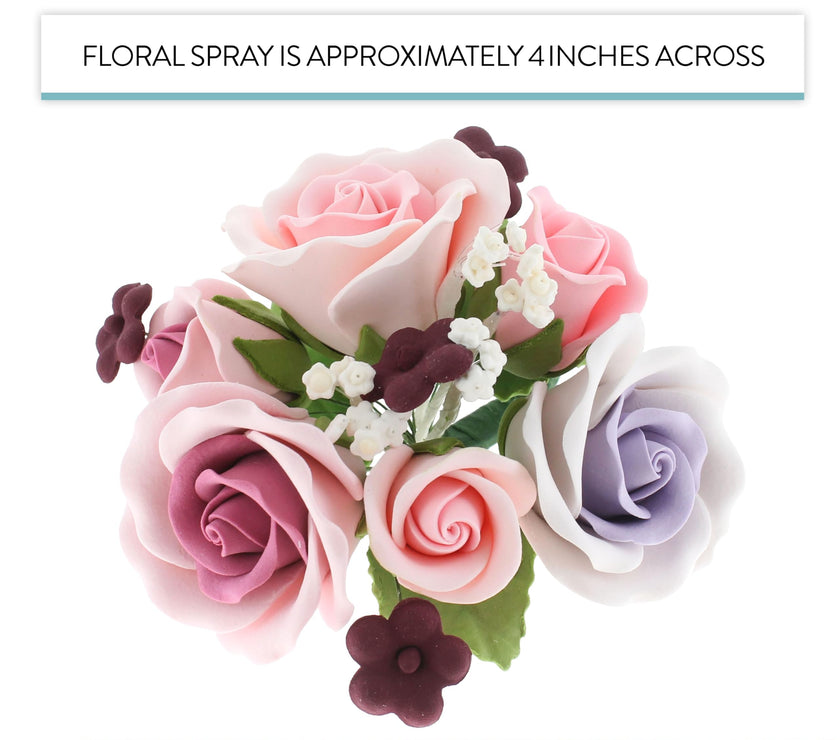 Rose Bouquet Cake Decoration, Elegant Garden Rose Cake Topper, by Global Sugar Art, Pink and Lavender