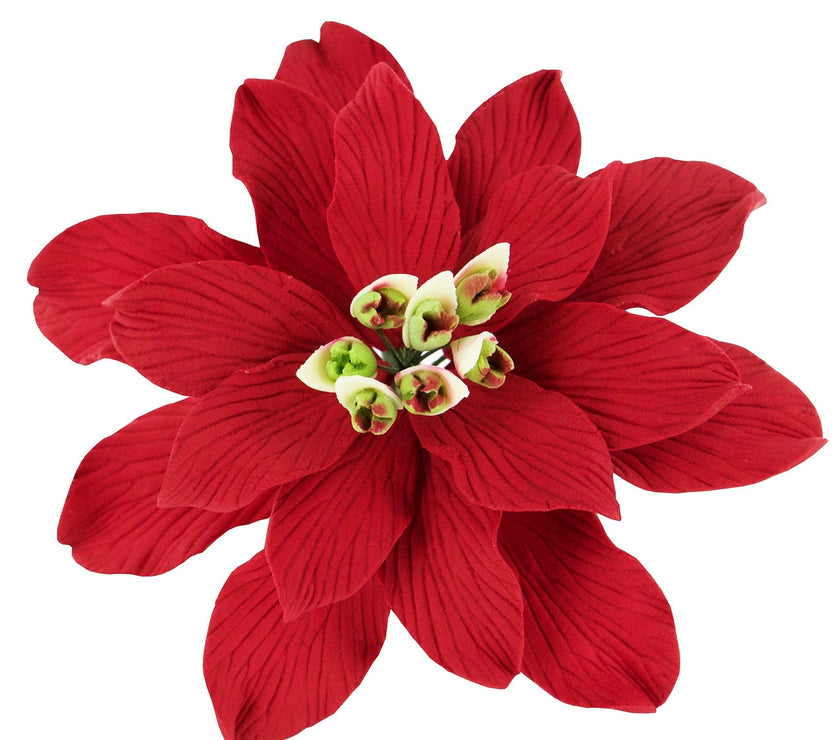 Christmas Poinsettia Sugar Flowers for Cakes, by Global Sugar Art, Large Poinsettia