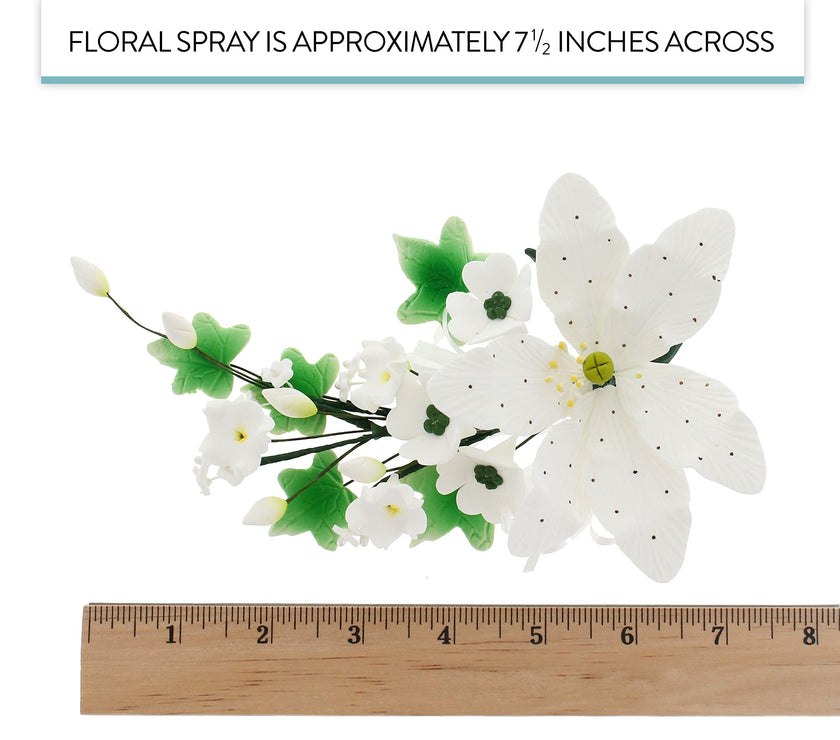 Sugar Lilies, Lily Flower Sprays, Cake Toppers by Global Sugar Art, White Speckled Easter Lily Spray