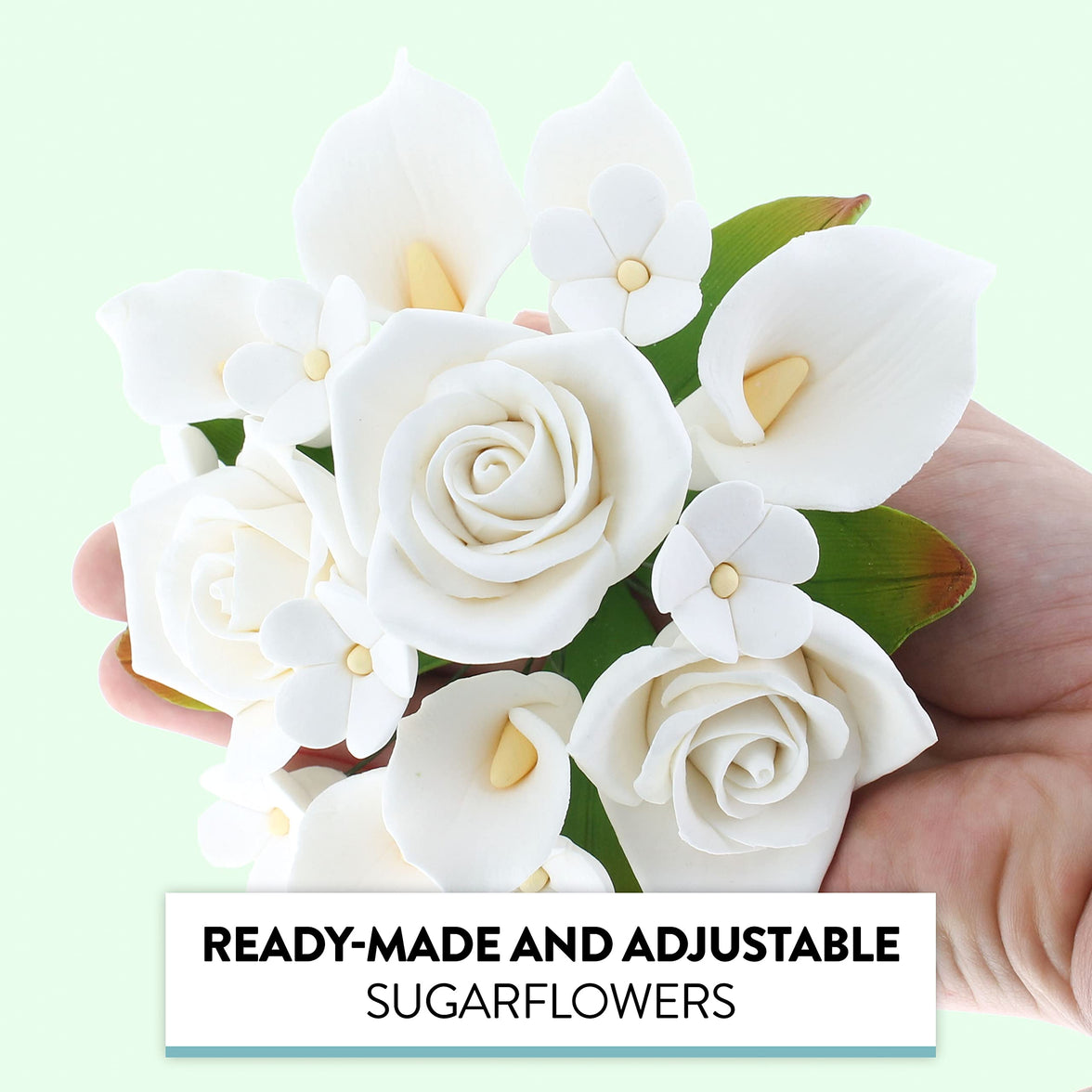 Wedding Cake Topper, White Calla Lily and Rose Bouquet, by Global Sugar Art