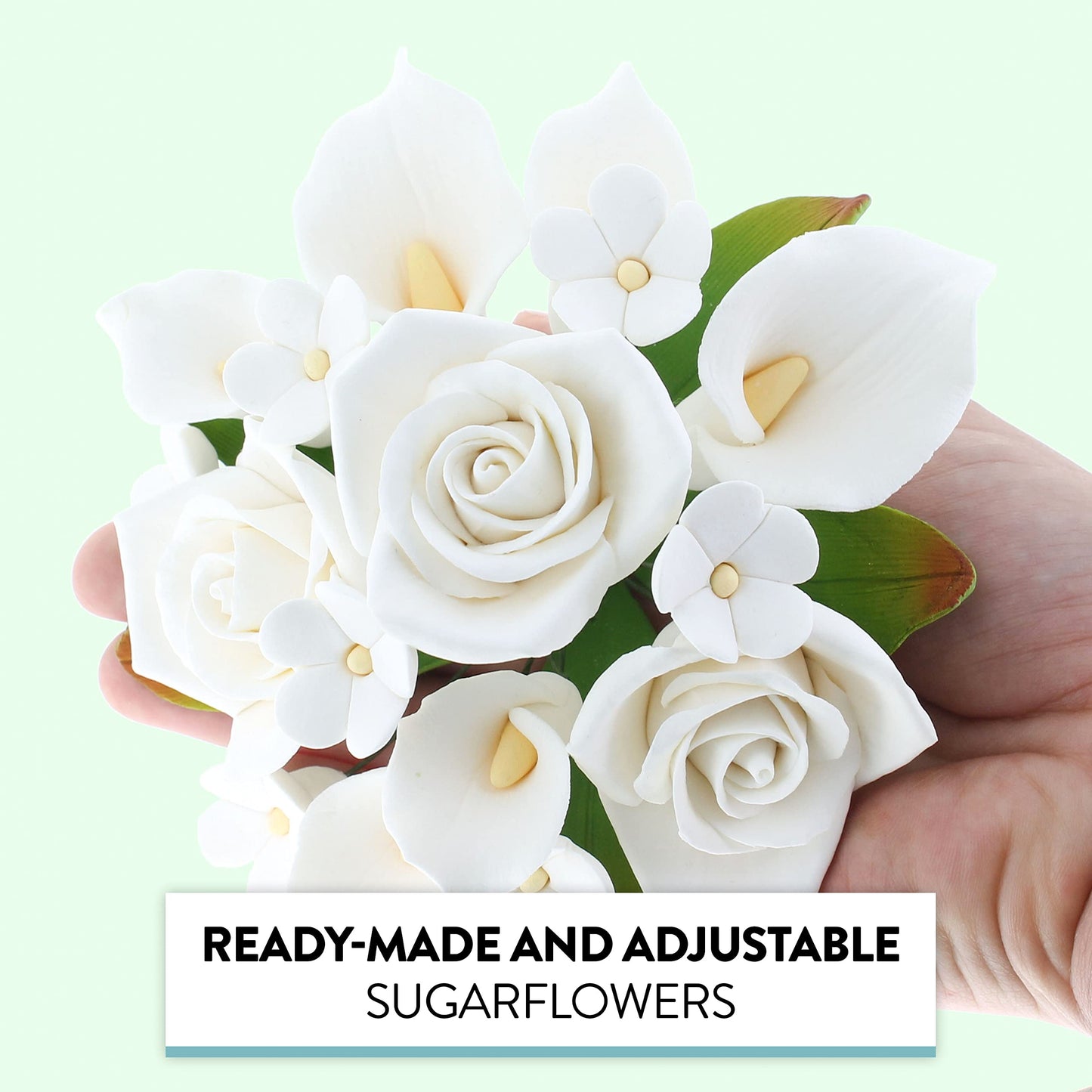 White Calla Lily and Rose Bouquet for Wedding Cakes, 1 Count