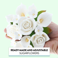 Wedding Cake Topper, White Calla Lily and Rose Bouquet, by Global Sugar Art