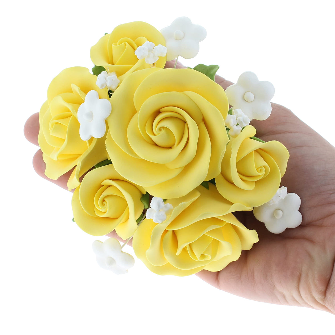 Rose Bouquet Cake Decoration, Elegant Garden Rose Cake Topper, by Global Sugar Art, Yellow