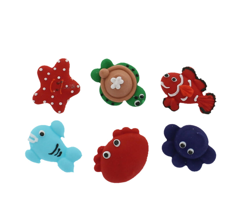 Under the Sea Royal Icing Decorations for Birthday Cakes, Cupcakes and Cookies, by Global Sugar Art