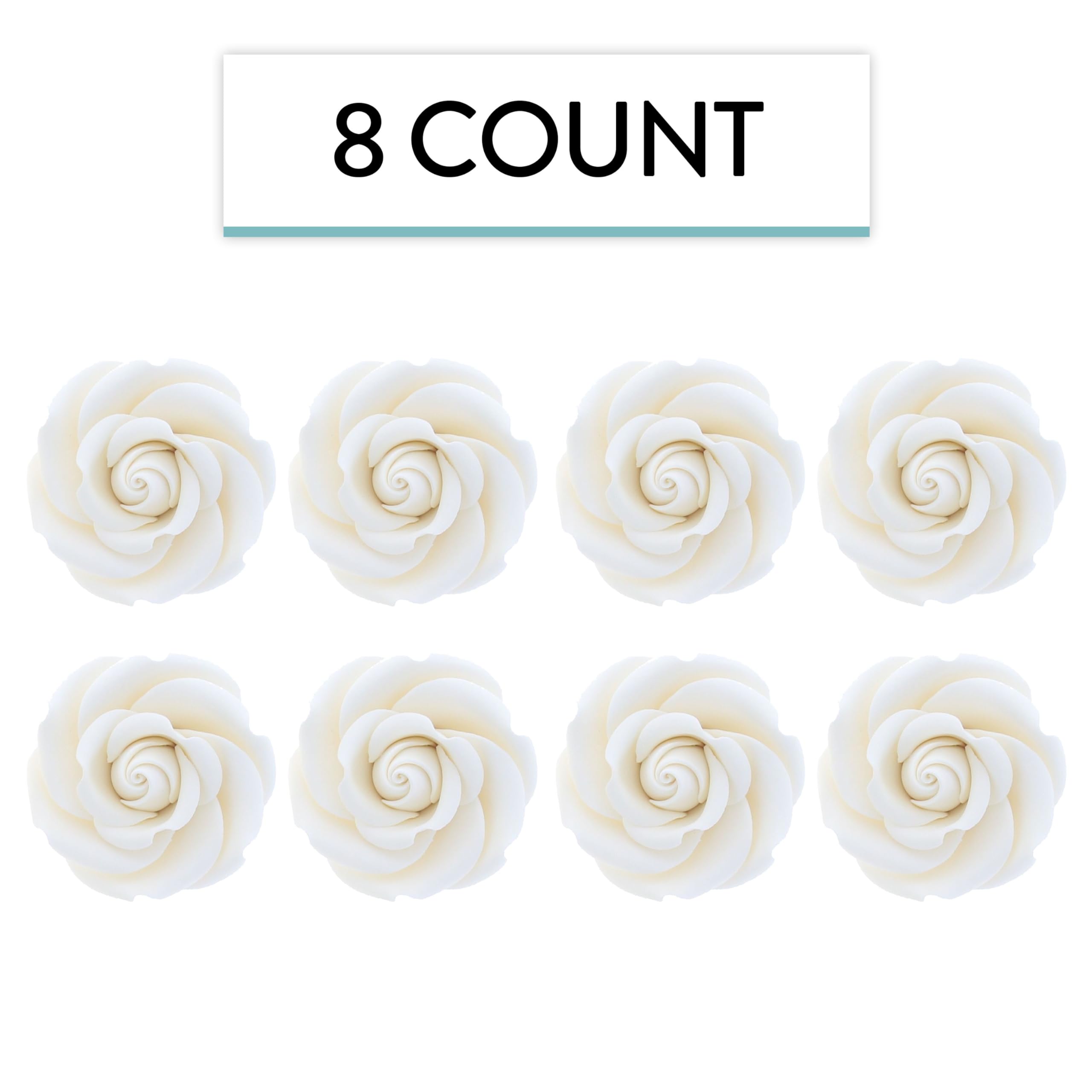 Rebecca Roses, Gum Paste Flowers for Cakes, by Global Sugar Art, White, Medium