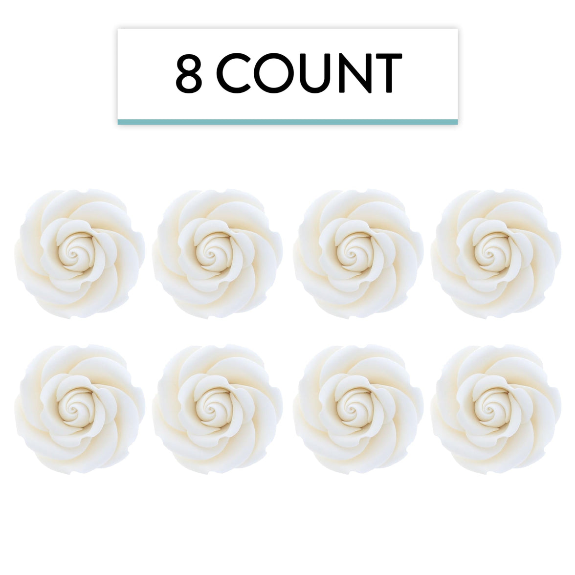 Rebecca Roses, Gum Paste Flowers for Cakes, by Global Sugar Art, White, Medium