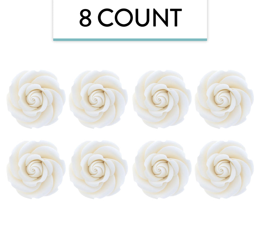 Rebecca Roses, Gum Paste Flowers for Cakes, by Global Sugar Art, White, Medium