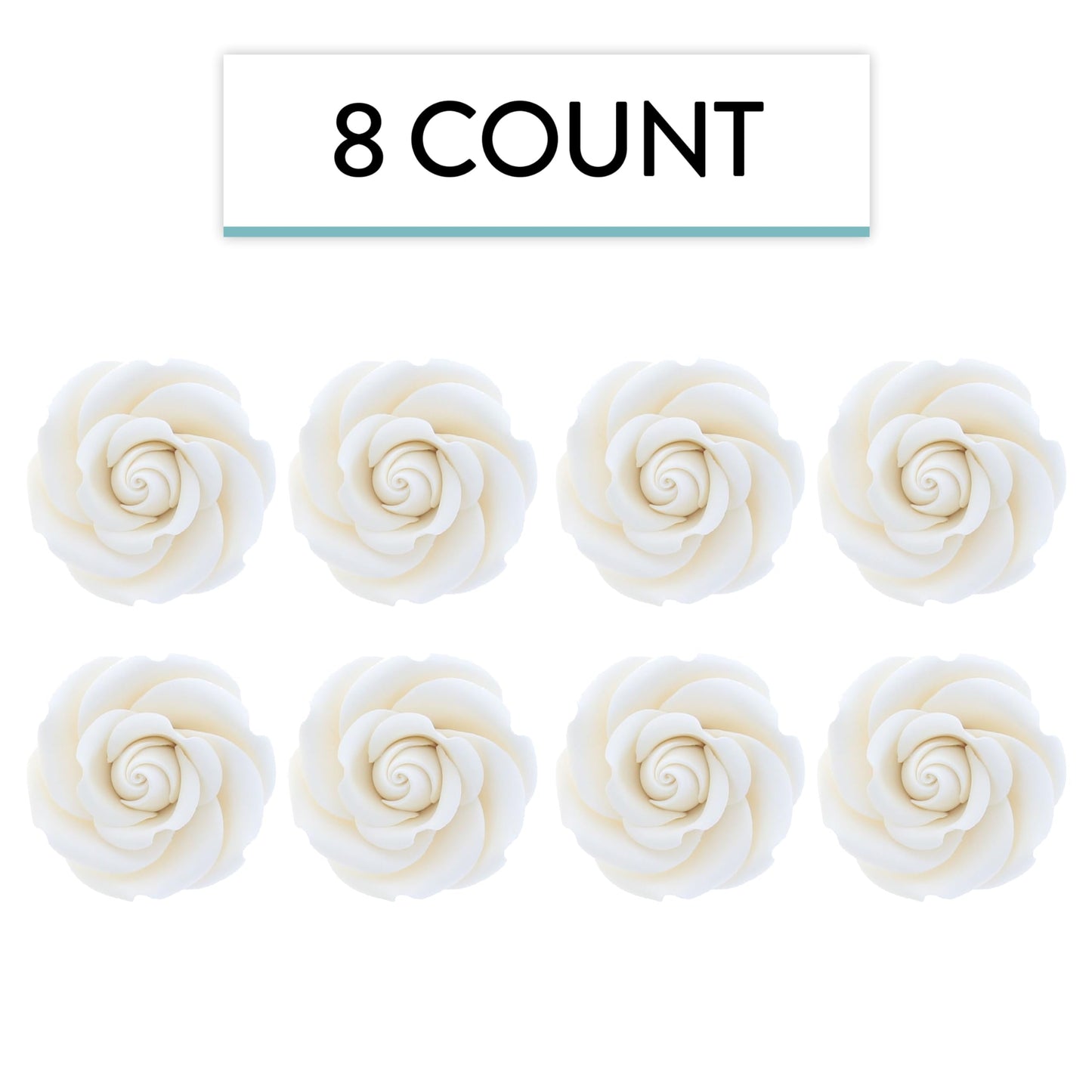 White Rebecca Roses, 2-inch, 8 Count
