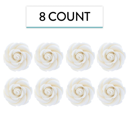 White Rebecca Roses, 2-inch, 8 Count