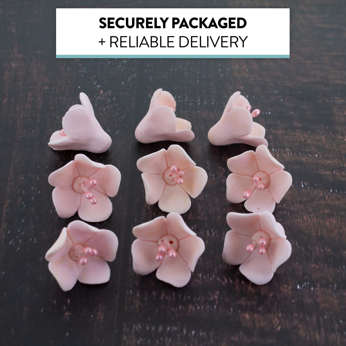 Global Sugar Art Blossom Sugar Cake Flowers with Pearl Stamens, Pink, by Chef Alan Tetreault