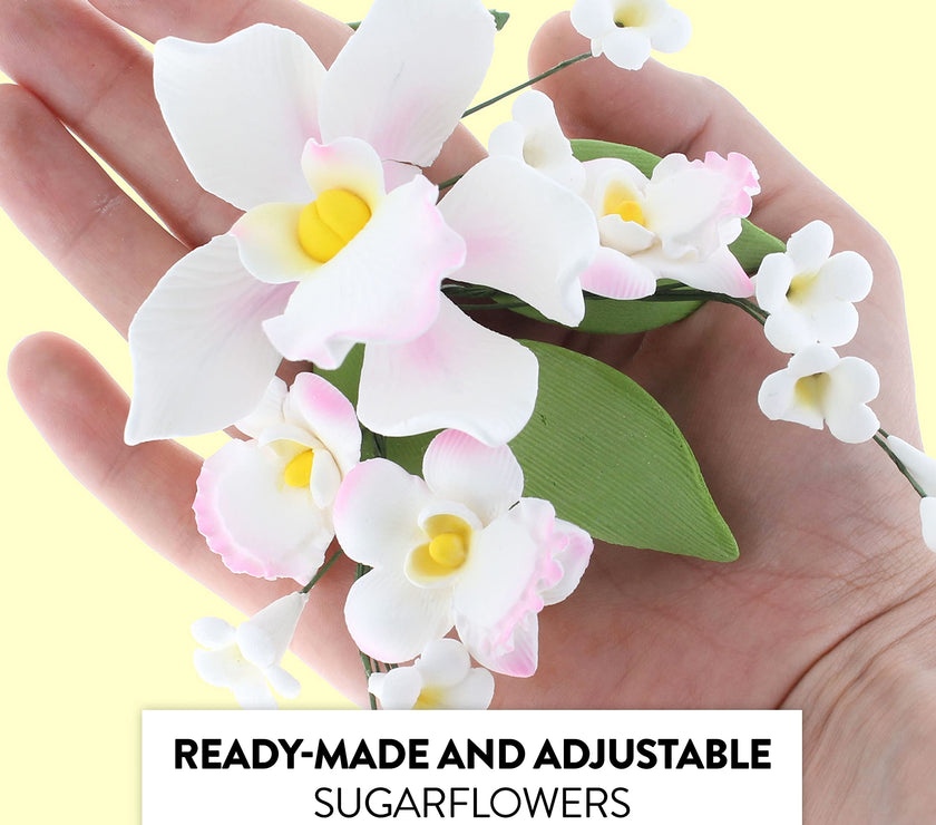 Orchid Sugar Cake Flower Sprays, Pink Cymbidium Orchid Spray, by Global Sugar Art