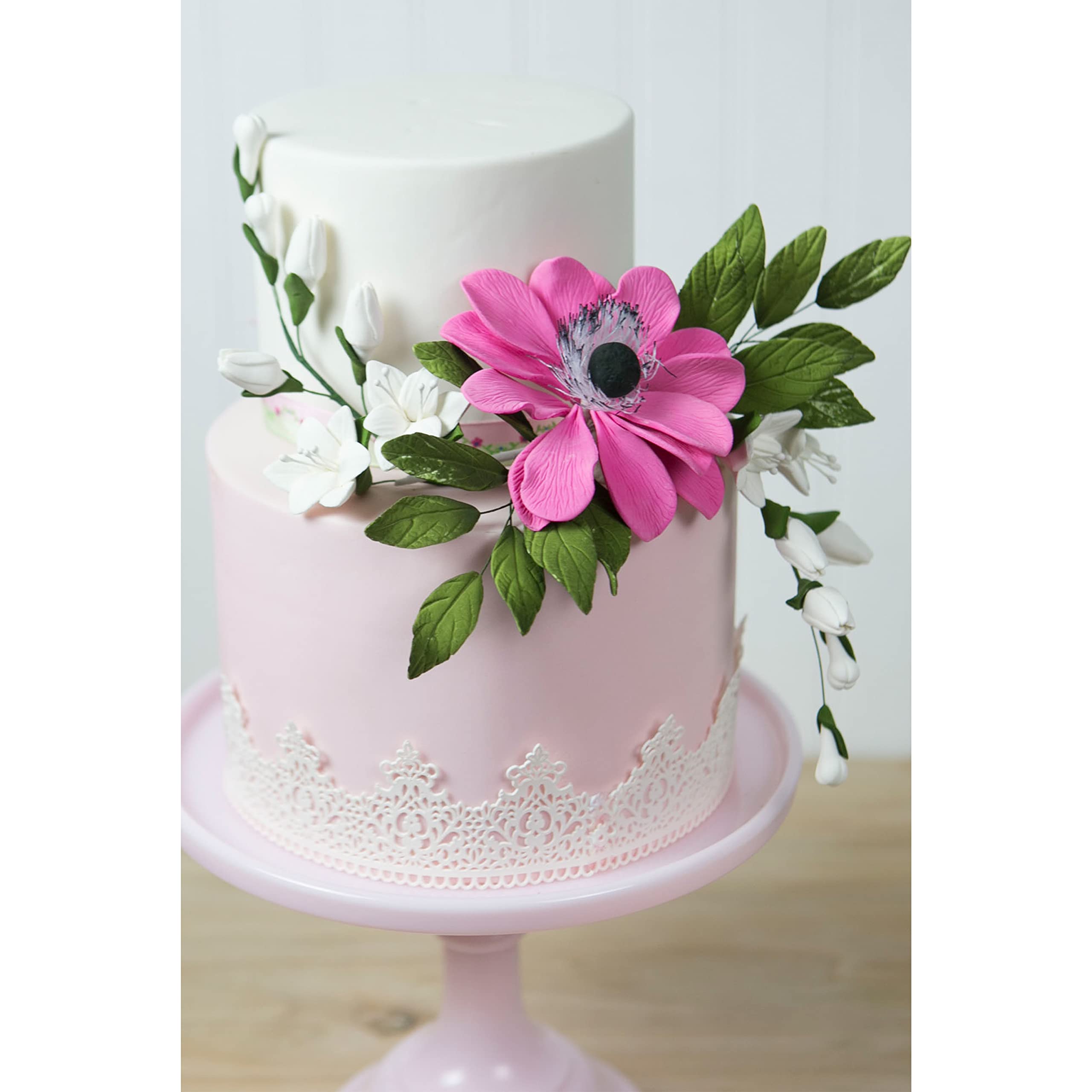 Global Sugar Art Sugar Pink and Black Anemone by Chef Alan Tetreault, 3 Count