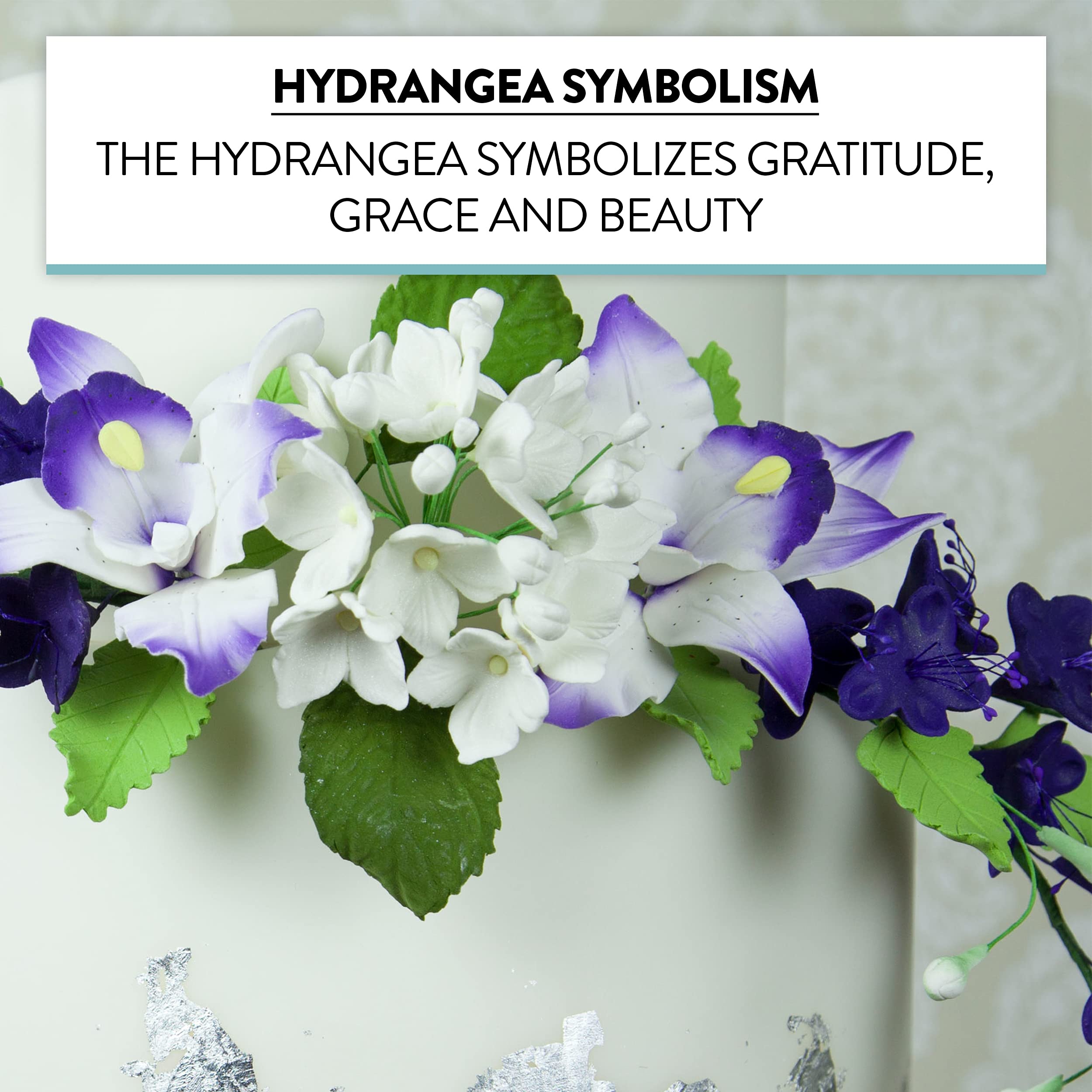 Hydrangea Blossoms Sprays, Sugar Cake Flowers by Global Sugar Art, 4 Count, White