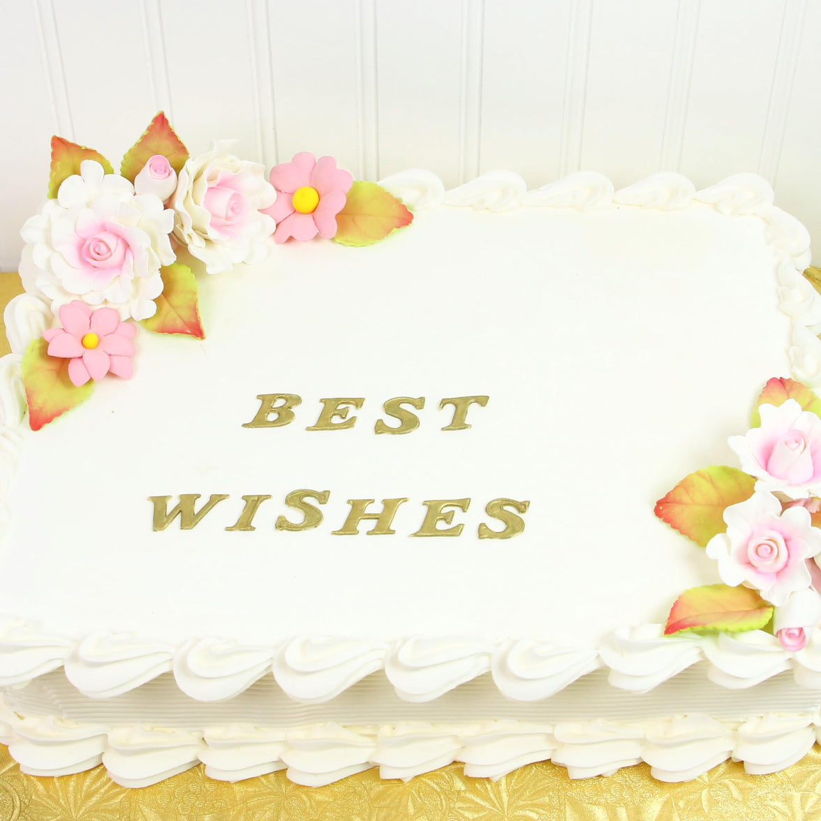 Ruffled Rose and Blossom Set, Sugar Flowers for Cakes, by Global Sugar Art, White and Pink