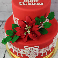 Poinsettia Sugar Flower & Holly Leaf Spray Kit for Cakes, by Global Sugar Art, Large without Berries