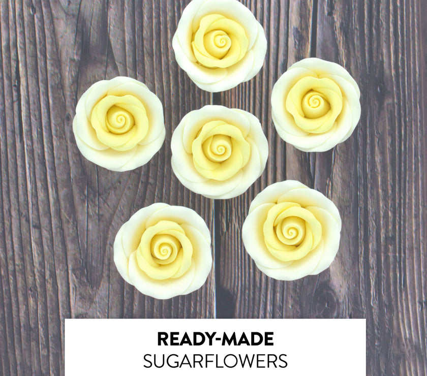 Premium Roses for Decorating Cakes and Cupcakes, by Global Sugar Art, Medium, Lavender Pink Yellow Peach