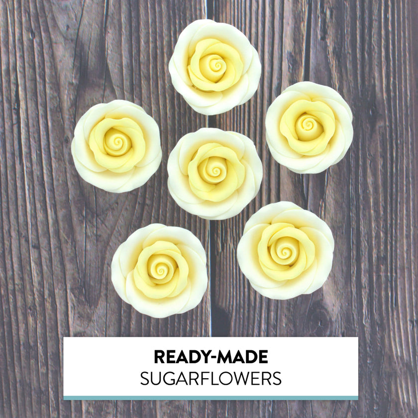 Premium Roses for Decorating Cakes and Cupcakes, by Global Sugar Art, Medium, Lavender Pink Yellow Peach