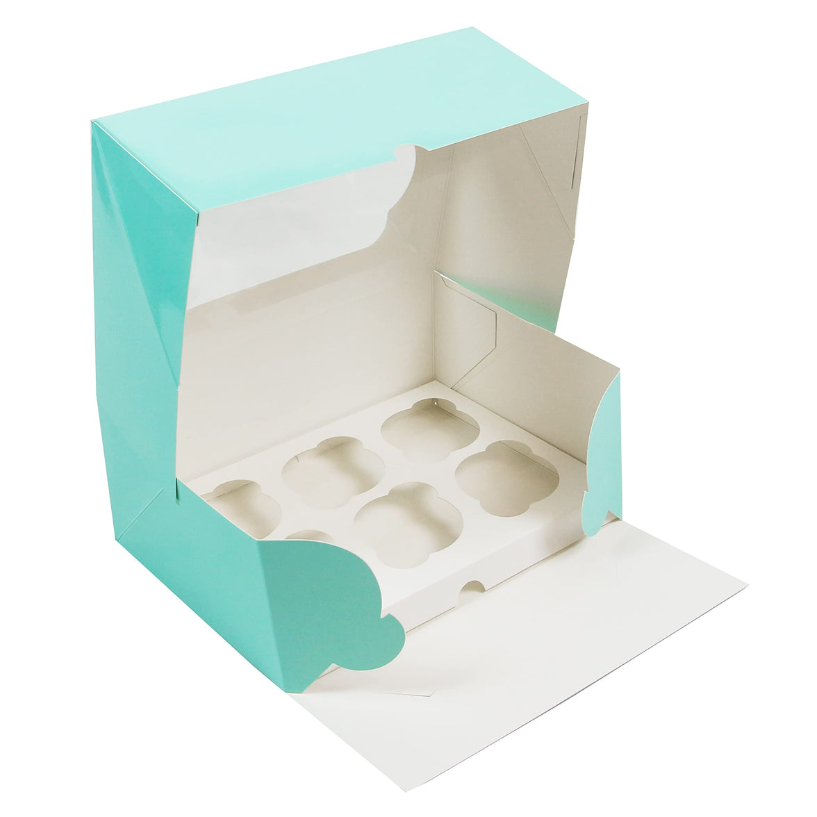 Global Sugar Art Auto-Popup Cupcake Box Muffin Box with Insert and Window, 10 x 7 x 4 Inches
