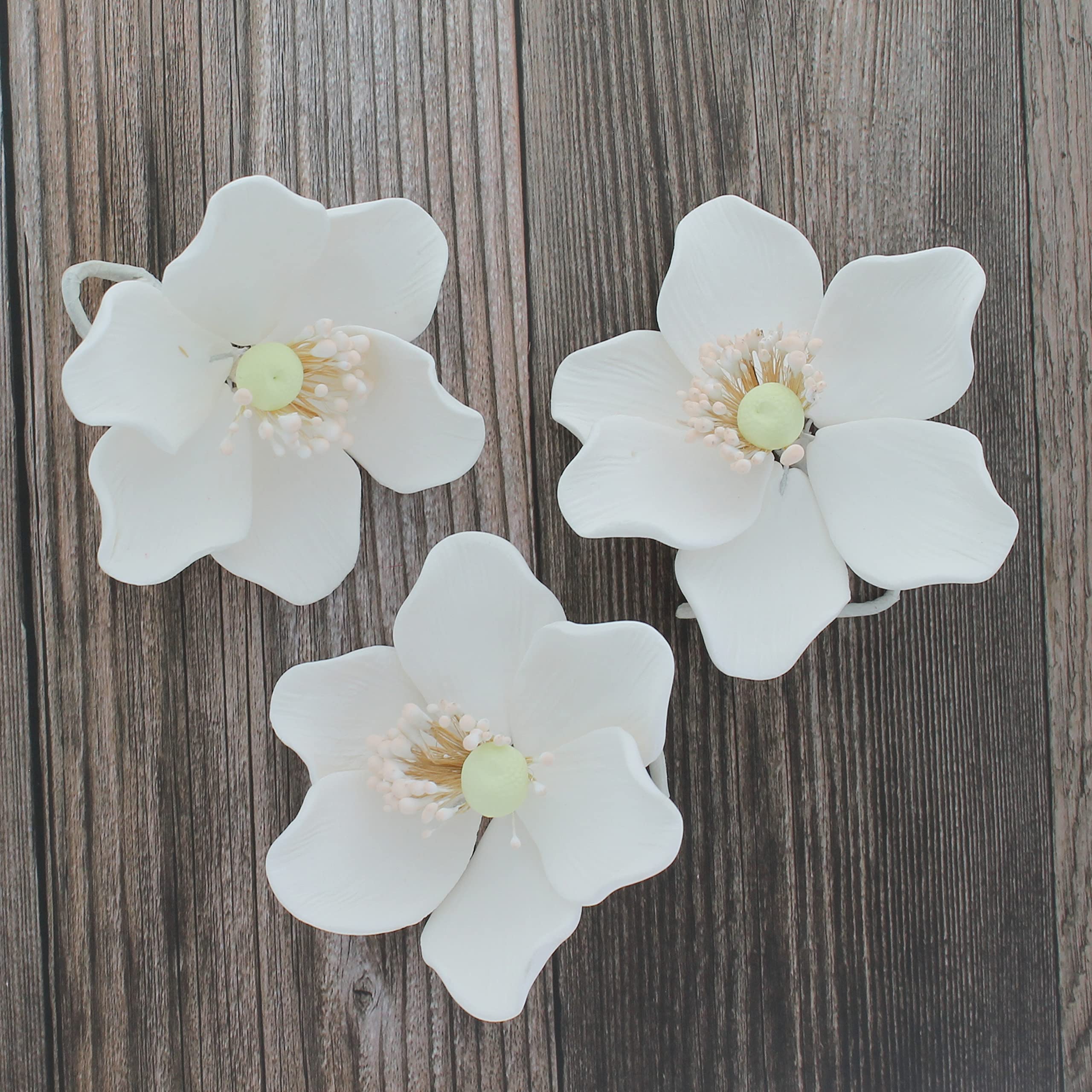 Global Sugar Art Sugar White and Green Anemone by Chef Alan Tetreault, 3 Count