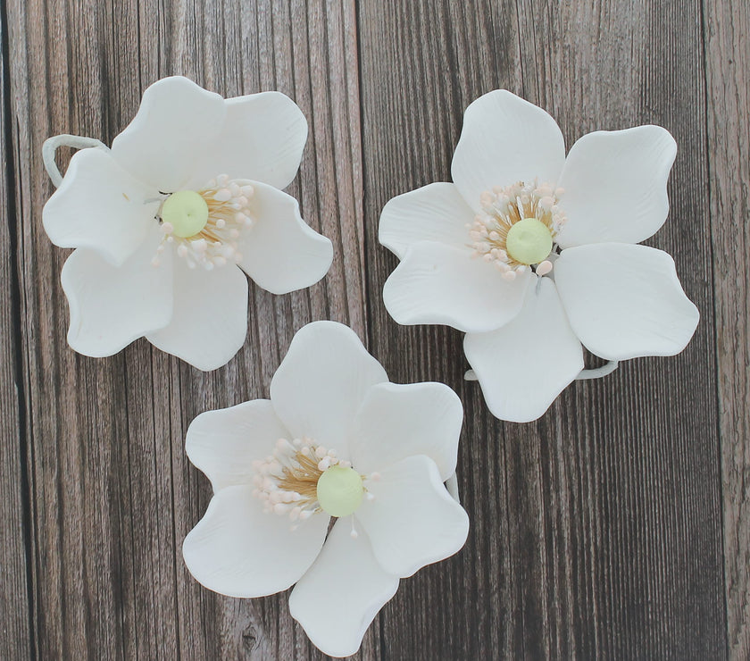 Global Sugar Art Sugar White and Green Anemone by Chef Alan Tetreault, 3 Count