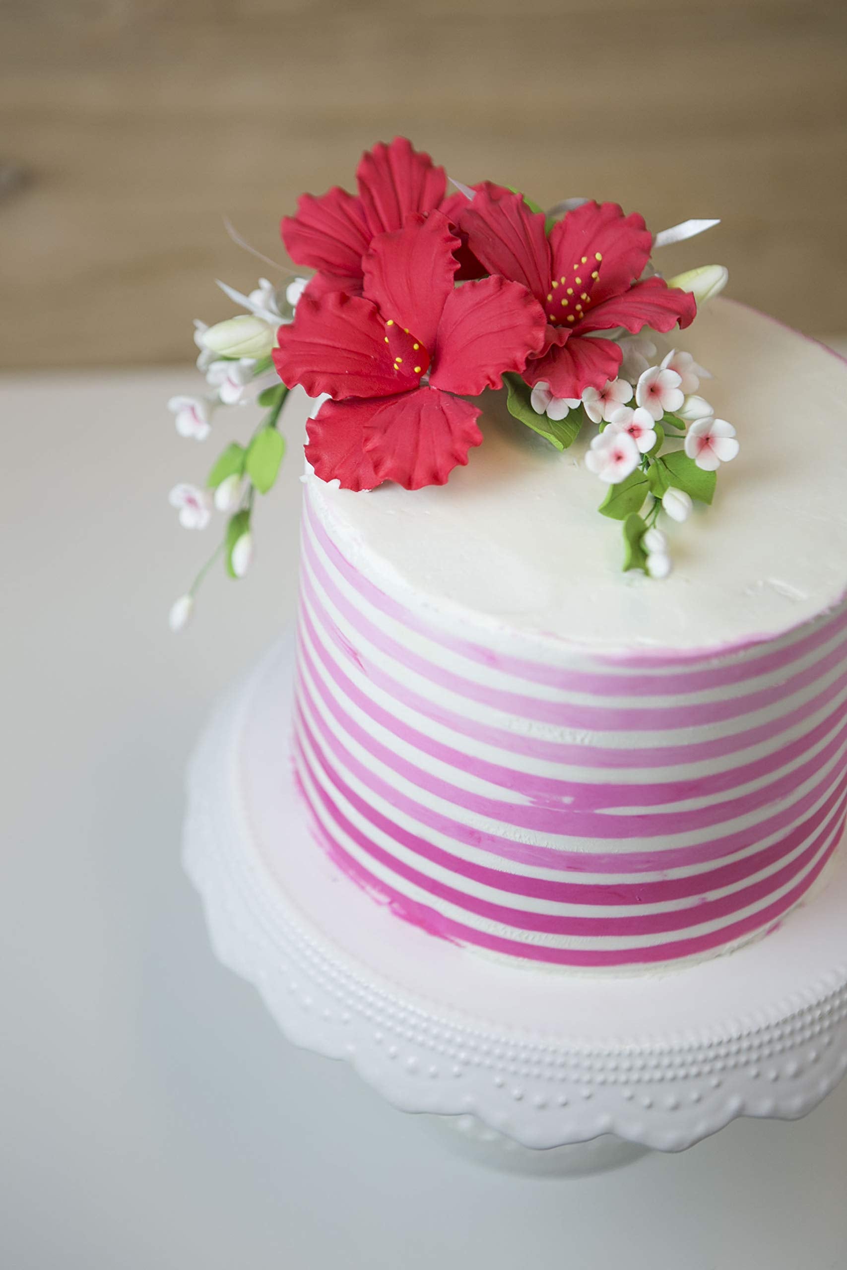 Hibiscus Sugar Cake Flowers, Red Tropical Sugar Flowers, by Global Sugar Art