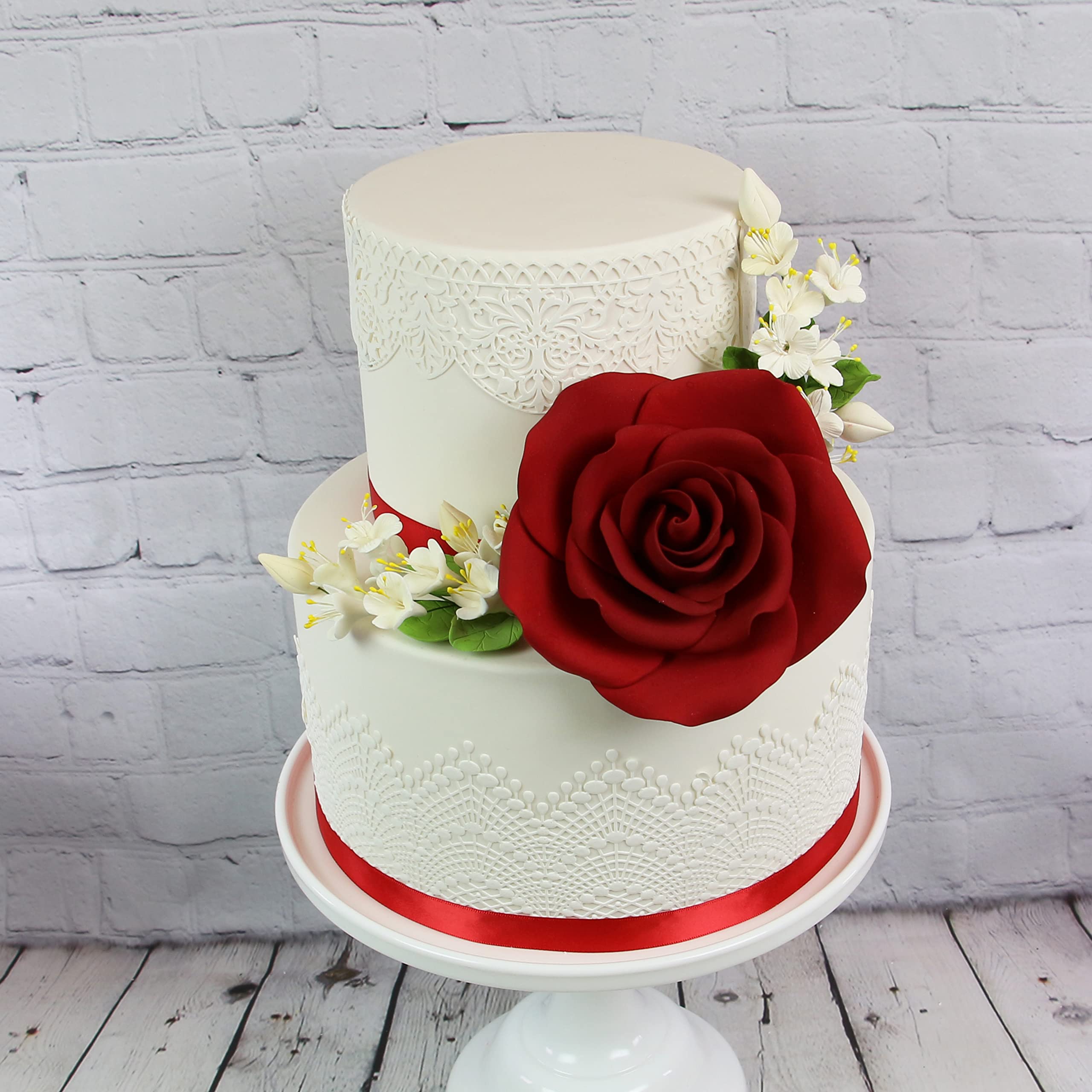 Cherry Blossom Sugar Cake Flower Spray, by Global Sugar Art, White