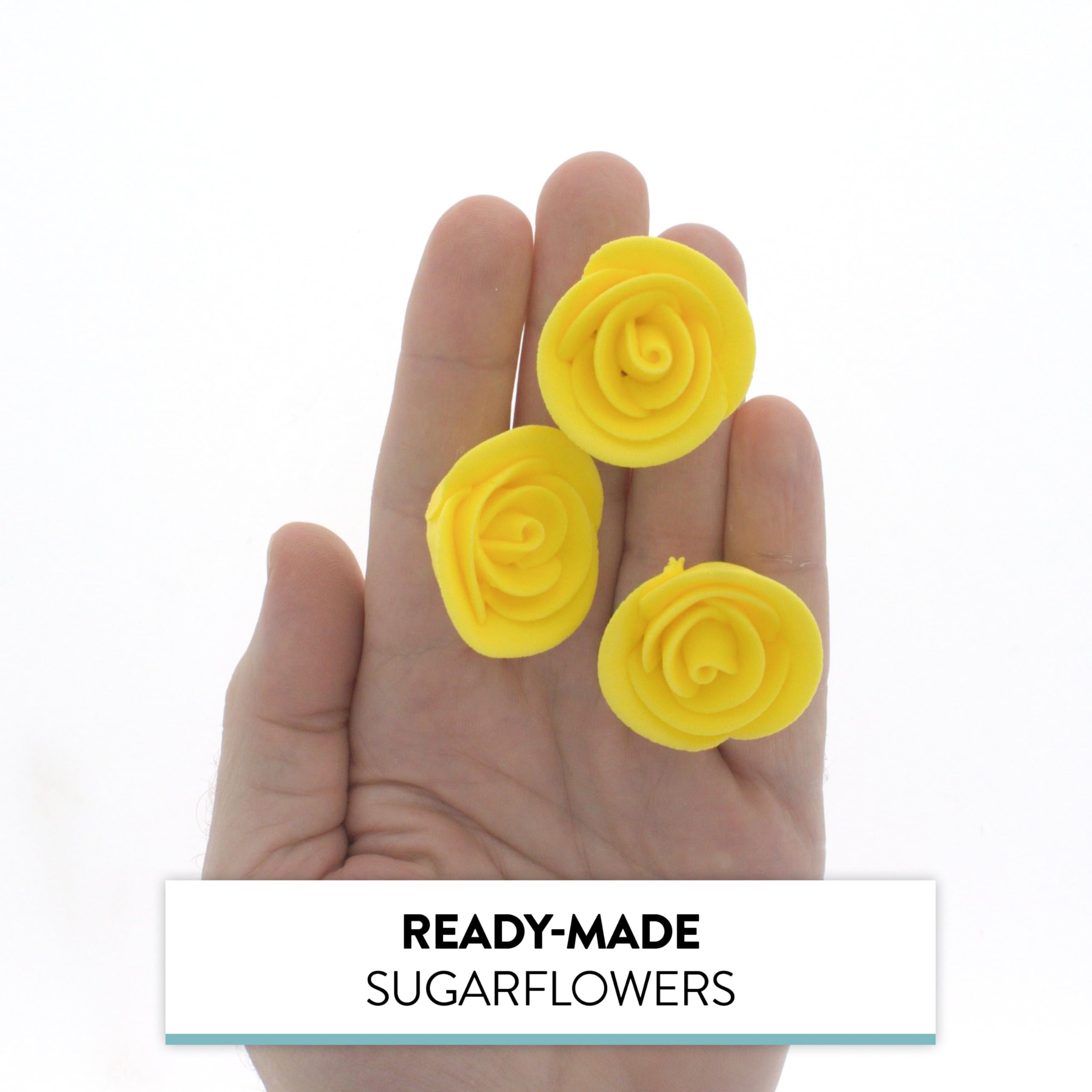 Premium Edible Roses for Cakes and Cupcakes, Sweet Royal Icing Roses, by Global Sugar Art, Yellow