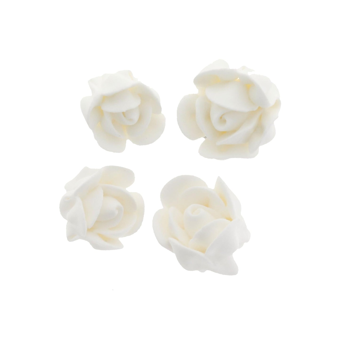 Tiny White Rose Toppers, Assorted Sizes, 24 Count