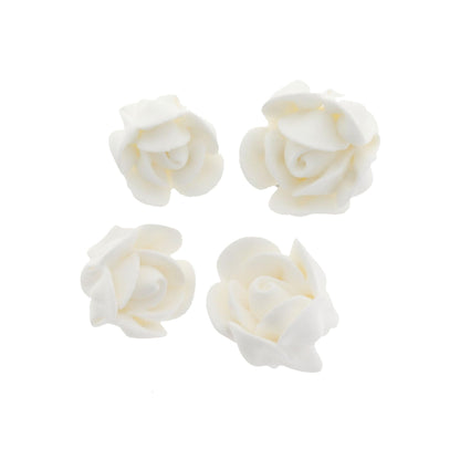 Tiny White Rose Toppers, Assorted Sizes, 24 Count