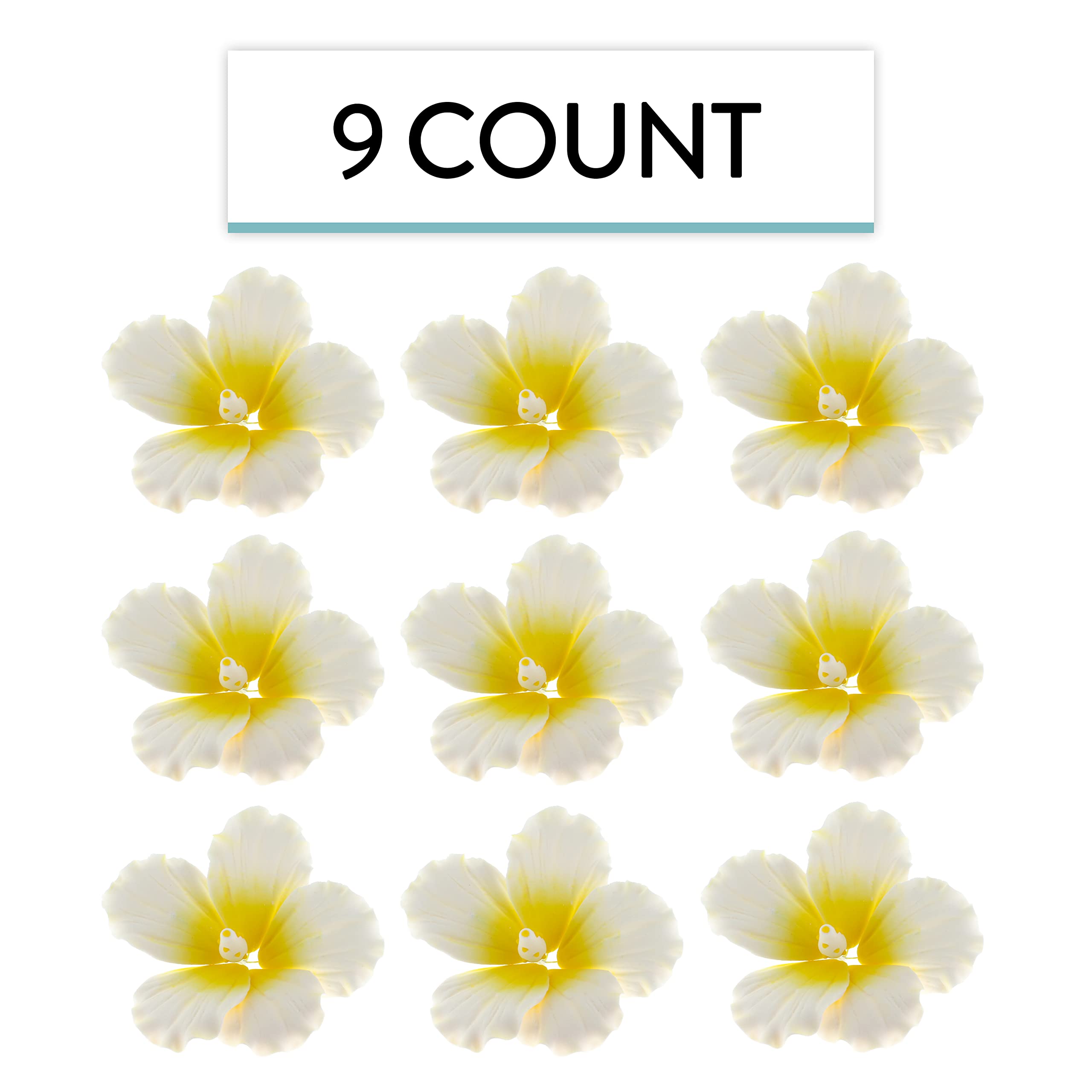 Hibiscus Sugar Cake Flowers, White and Yellow Tropical Sugar Flowers, by Global Sugar Art