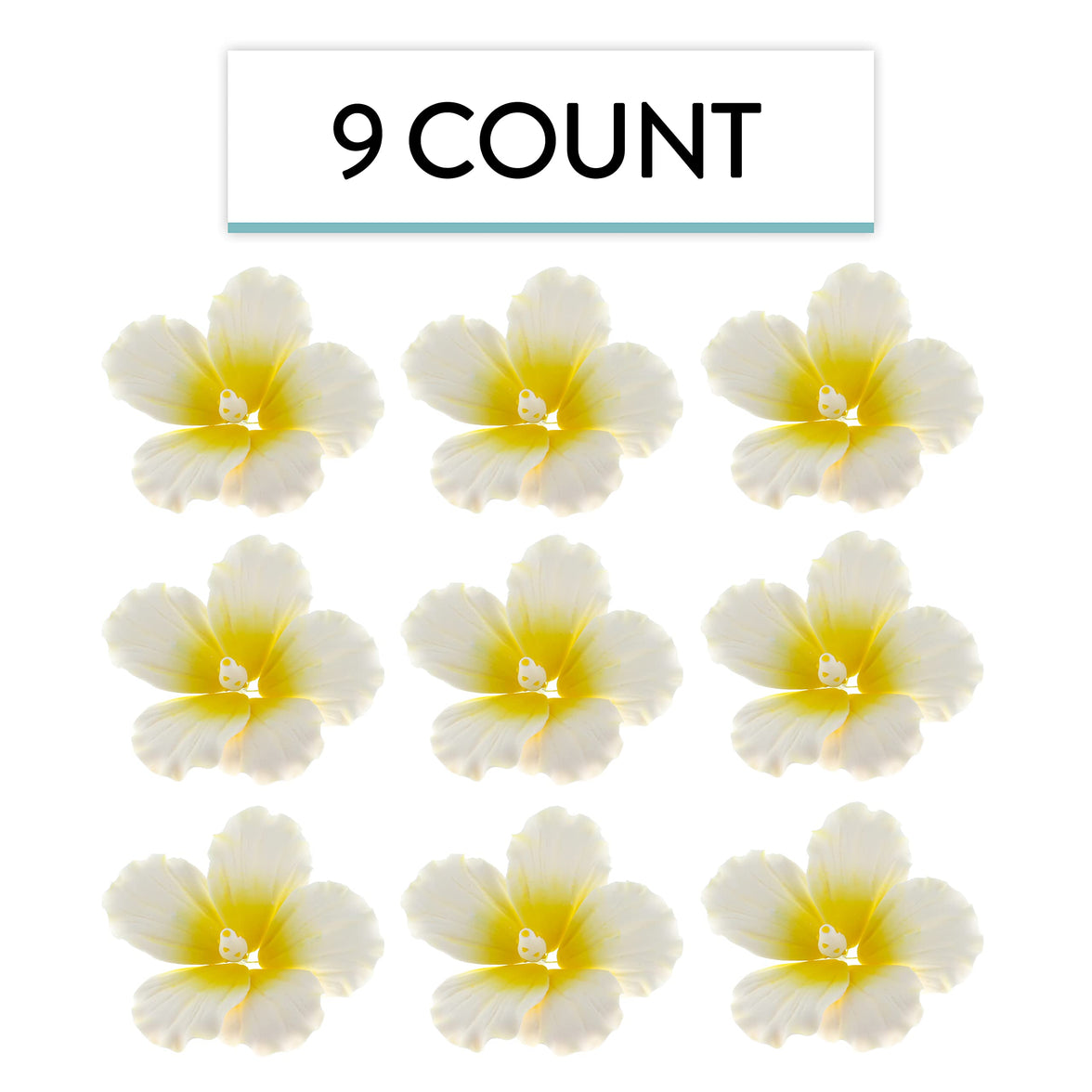 Hibiscus Sugar Cake Flowers, White and Yellow Tropical Sugar Flowers, by Global Sugar Art