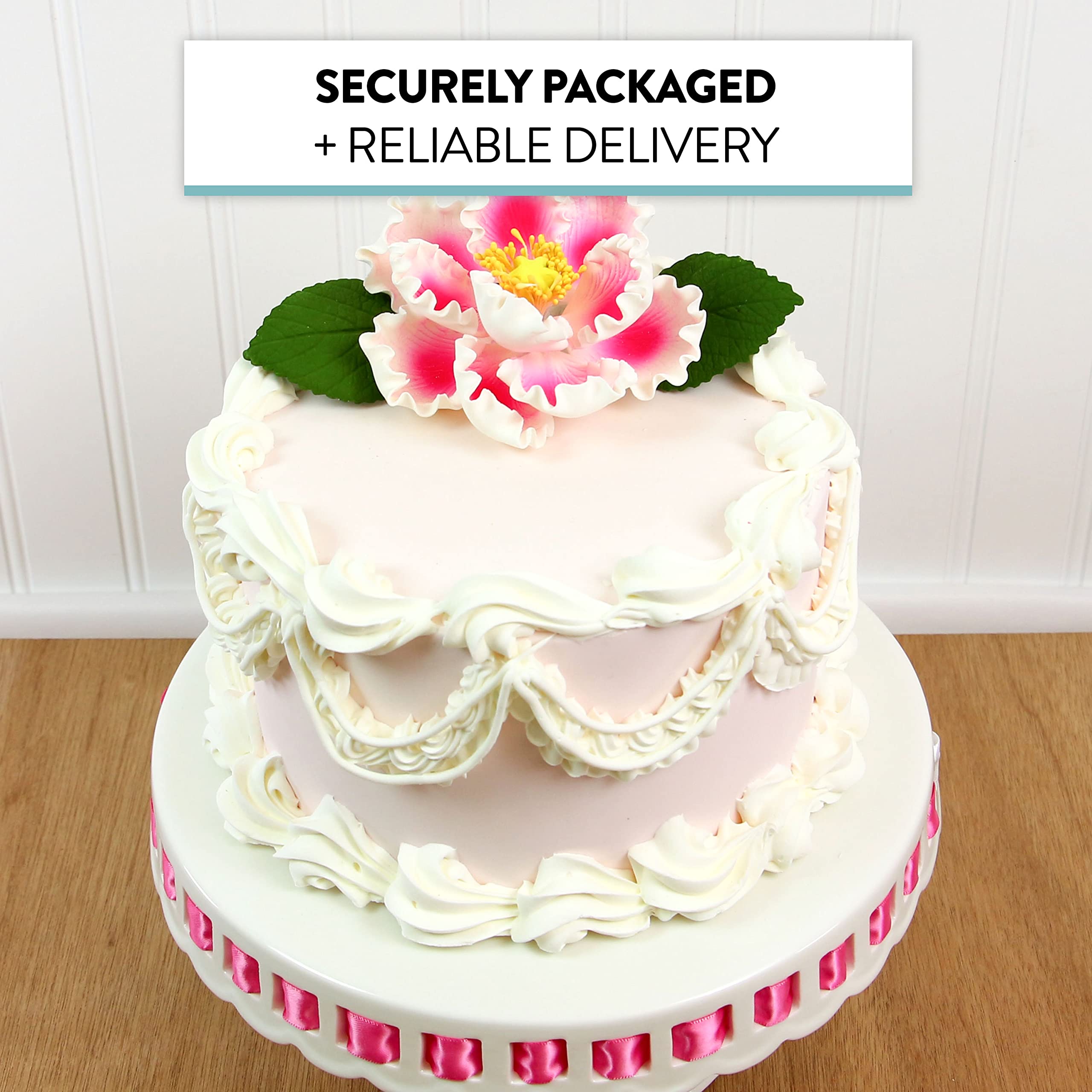 Deluxe Peony Decoration for Cakes, by Global Sugar Art, Pink with White