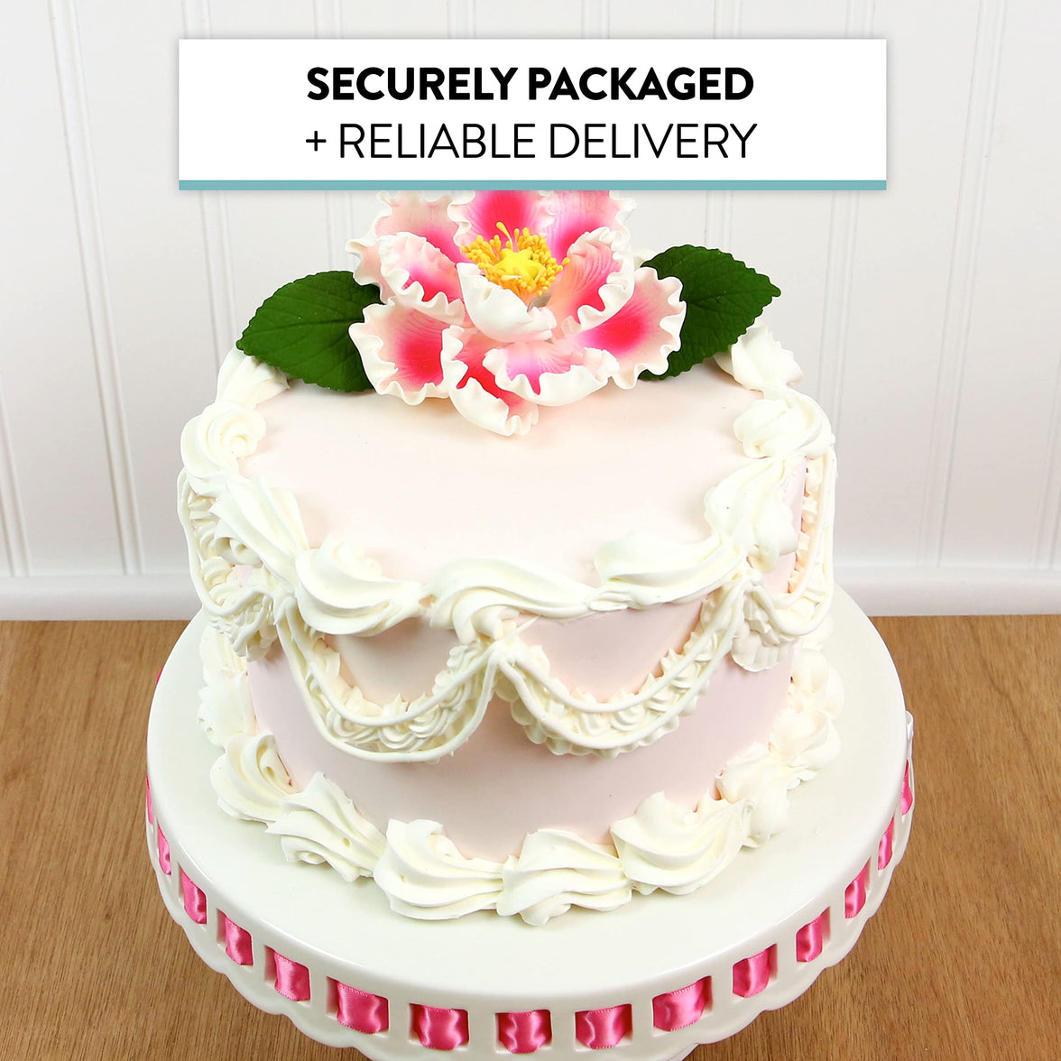 Deluxe Peony Decoration for Cakes, by Global Sugar Art, Pink with White