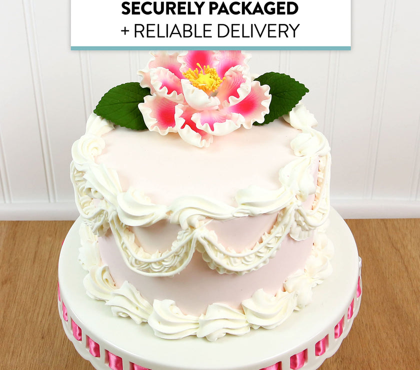 Deluxe Peony Decoration for Cakes, by Global Sugar Art, Pink with White