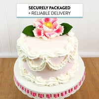 Deluxe Peony Decoration for Cakes, by Global Sugar Art, Pink with White