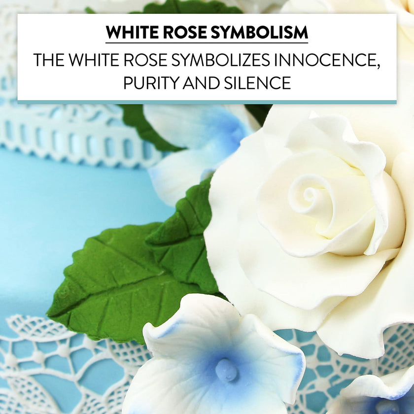Aussie Roses, White Cake Toppers by Global Sugar Art, White, 8 Count