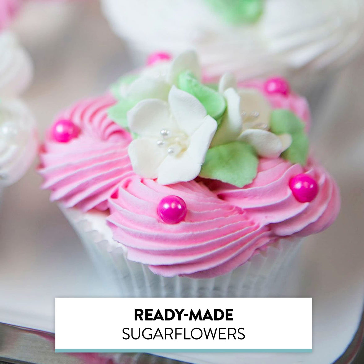 Global Sugar Art Blossom Sugar Wedding Cake Flowers with Pearl Stamens, White, by Chef Alan Tetreault
