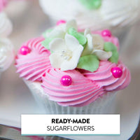 Global Sugar Art Blossom Sugar Wedding Cake Flowers with Pearl Stamens, White, by Chef Alan Tetreault