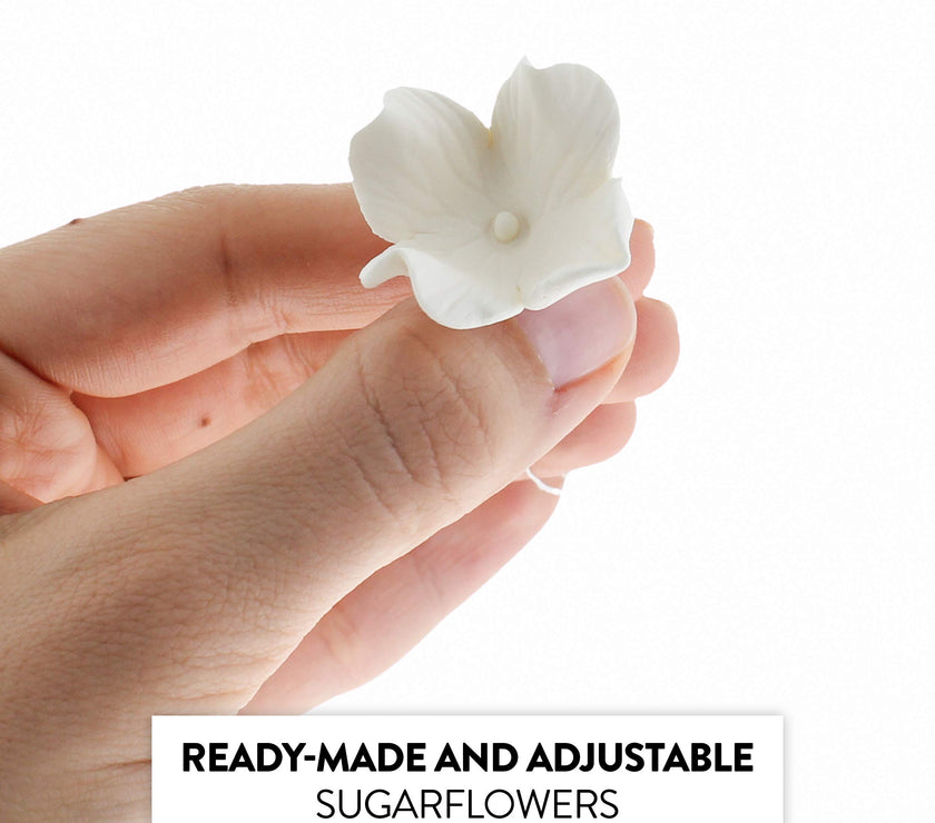 Hydrangea Sugar Flower Cake Decorations by Global Sugar Art, White