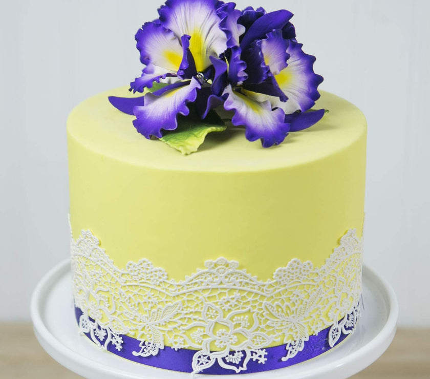 Dutch Iris Sugar Cake Flower, Cake Topper by Global Sugar Art, Purple