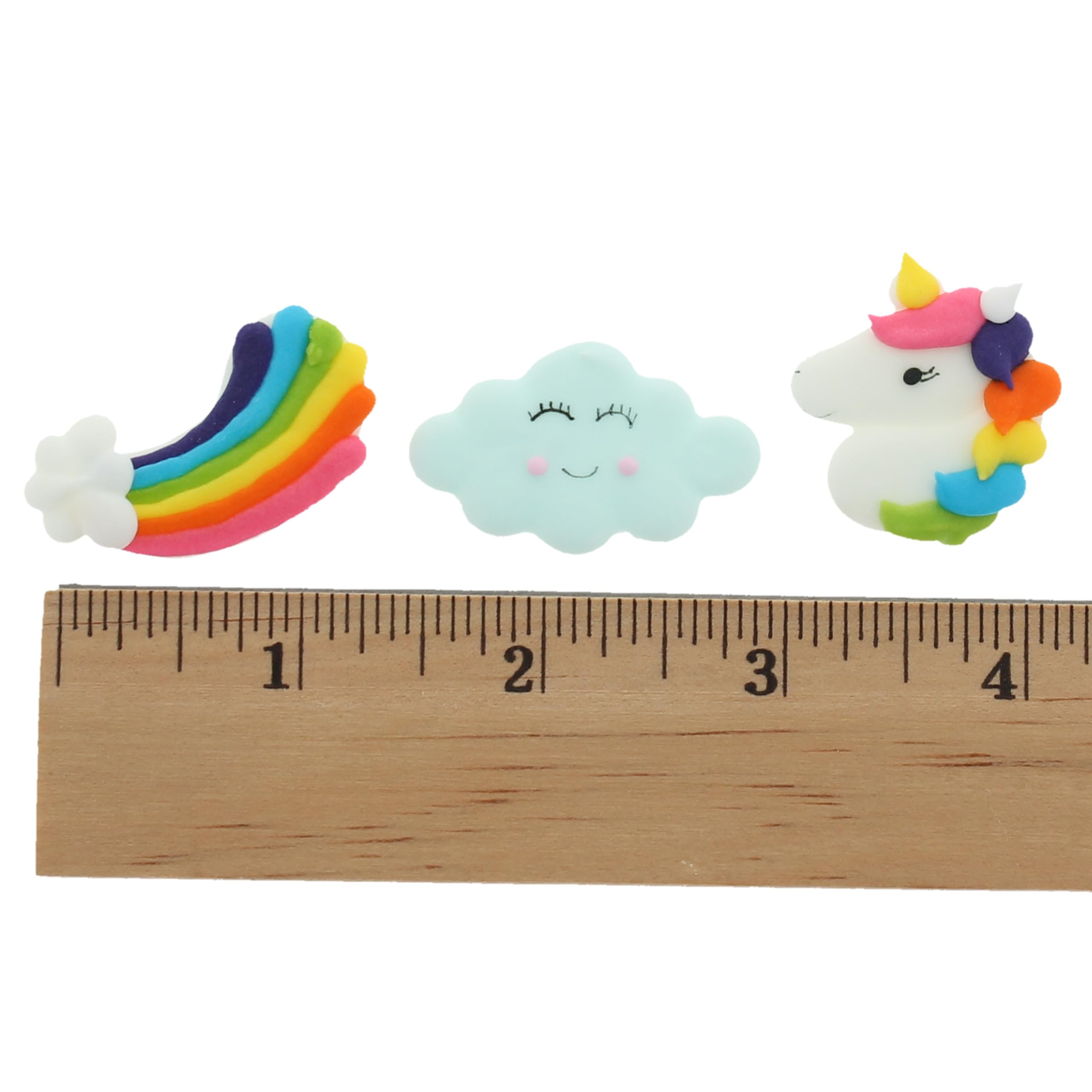 Unicorns, Rainbows & Clouds Edible Kosher Royal Icing Decorations for Cakes, Cupcakes and Cookies, by Global Sugar Art