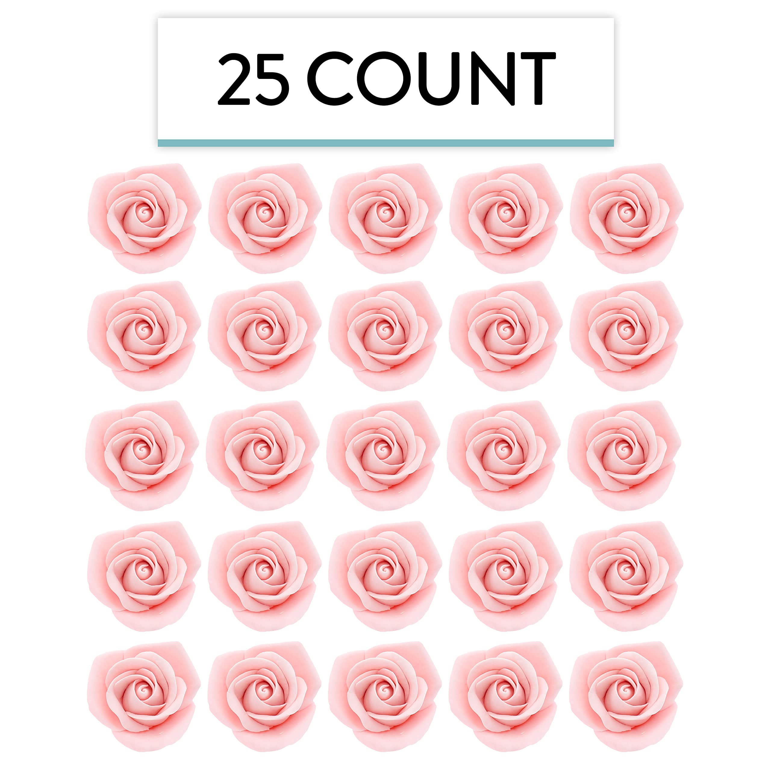 Peace Rose Sugar Flowers for Cake Decorating, by Global Sugar Art, Medium, Pink