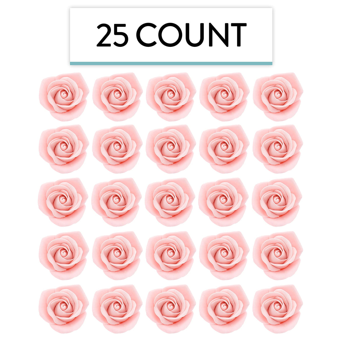 Peace Rose Sugar Flowers for Cake Decorating, by Global Sugar Art, Medium, Pink