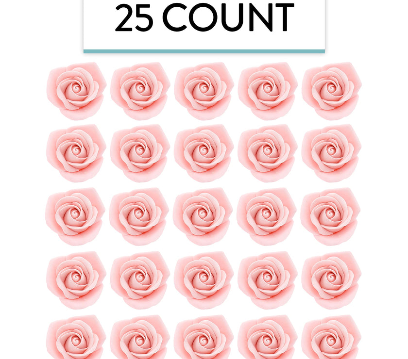 Peace Rose Sugar Flowers for Cake Decorating, by Global Sugar Art, Medium, Pink