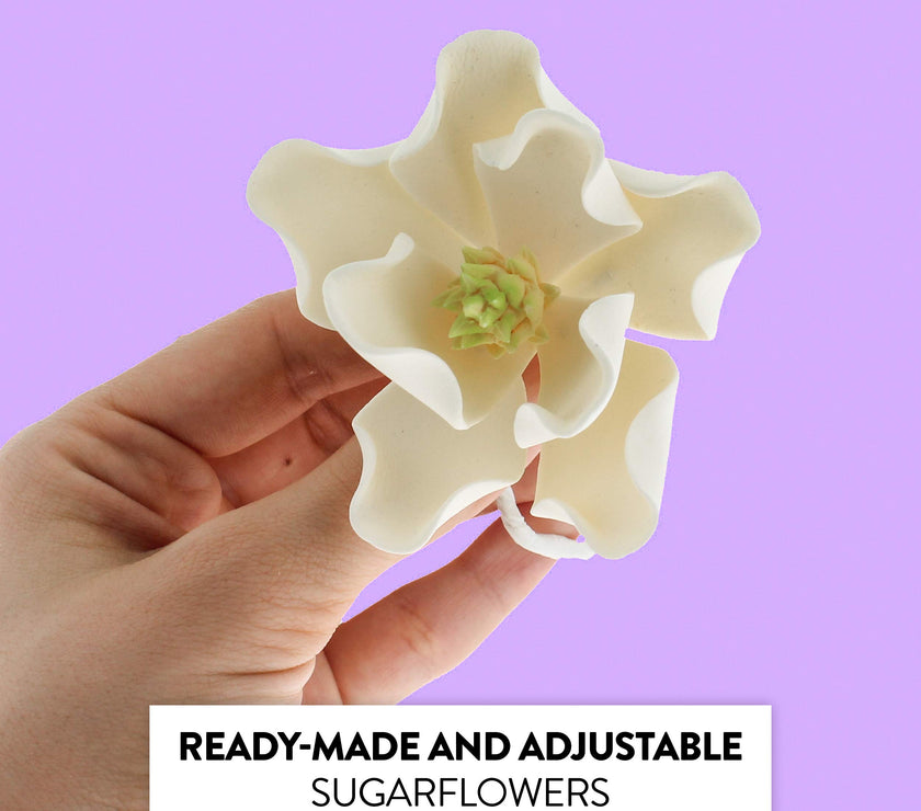 Magnolia Blossom Sugar Cake Flowers by Global Sugar Art, White, Large, 3 Count