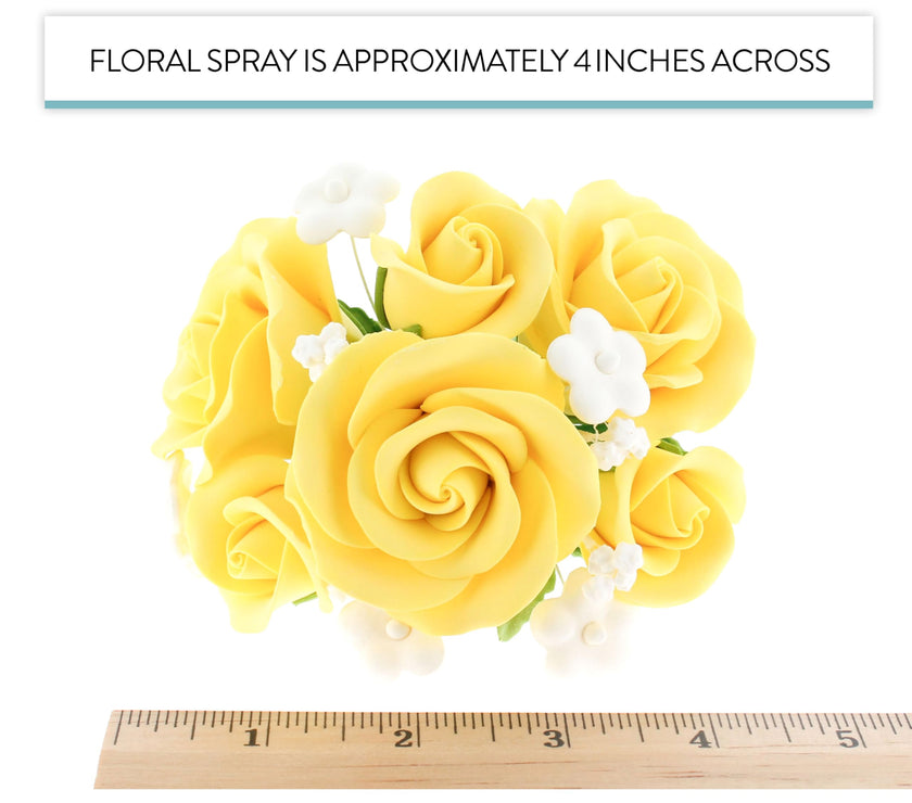 Rose Bouquet Cake Decoration, Elegant Garden Rose Cake Topper, by Global Sugar Art, Yellow