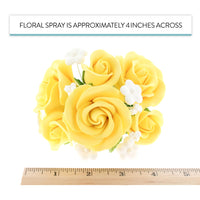Rose Bouquet Cake Decoration, Elegant Garden Rose Cake Topper, by Global Sugar Art, Yellow