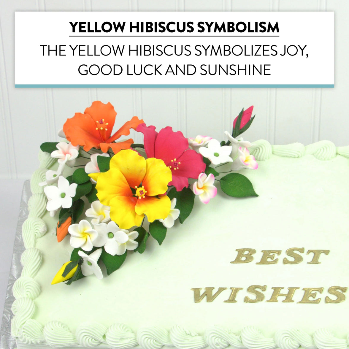 Premium Hibiscus Sugar Flower Sprays by Global Sugar Art, Yellow