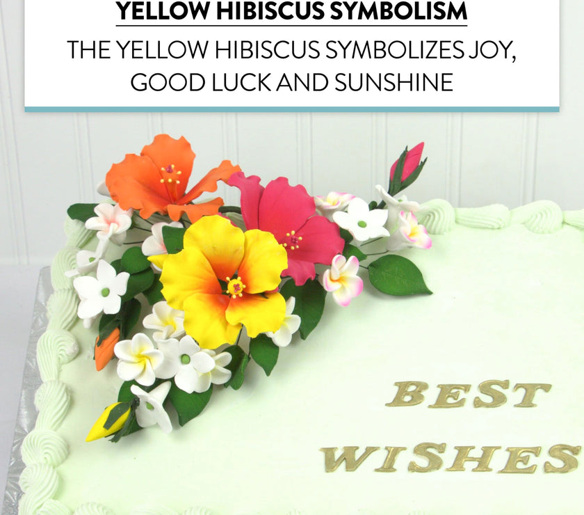 Premium Hibiscus Sugar Flower Sprays by Global Sugar Art, Yellow