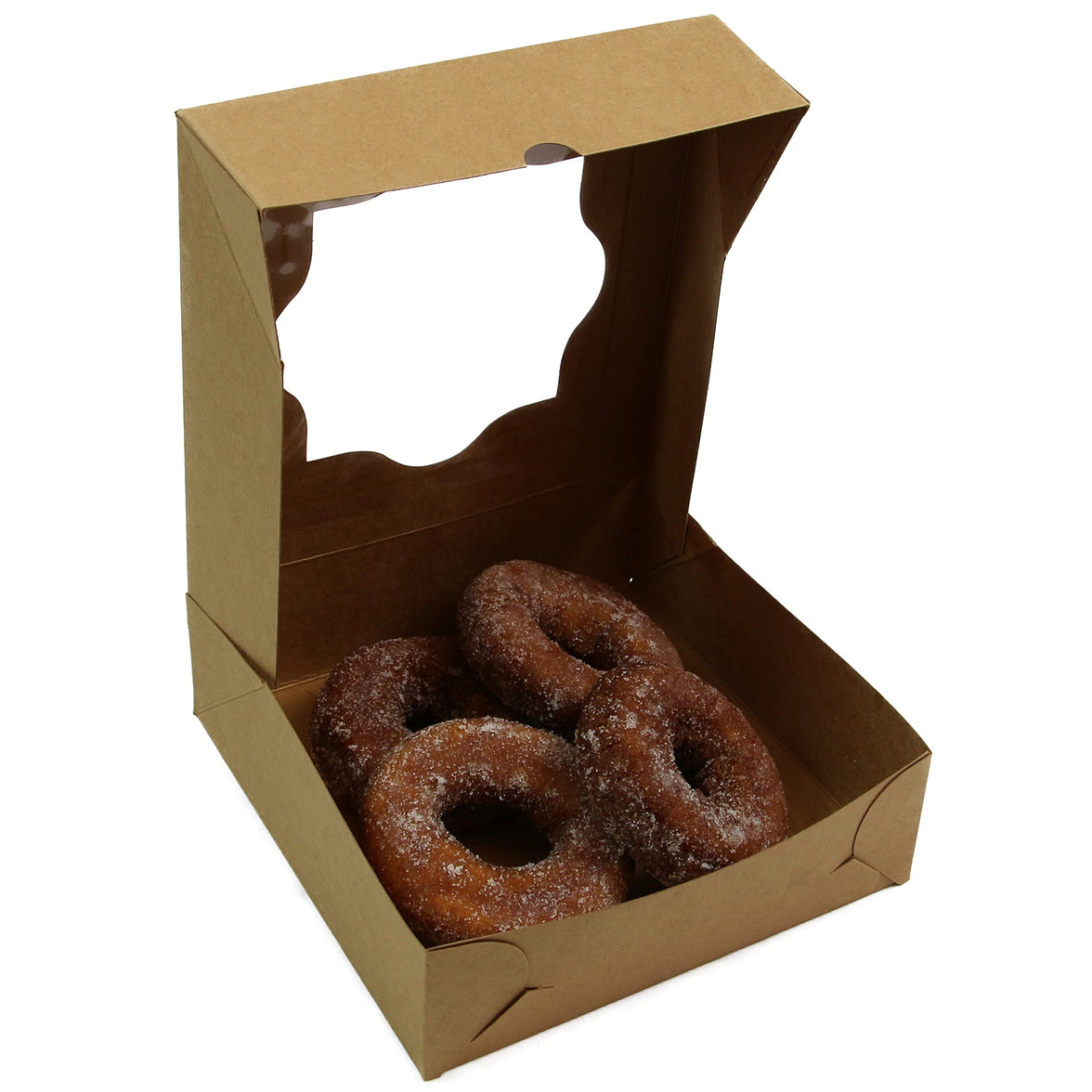 Kraft Pastry Boxes with Windows, Natural Brown, Auto Popup, Sturdy